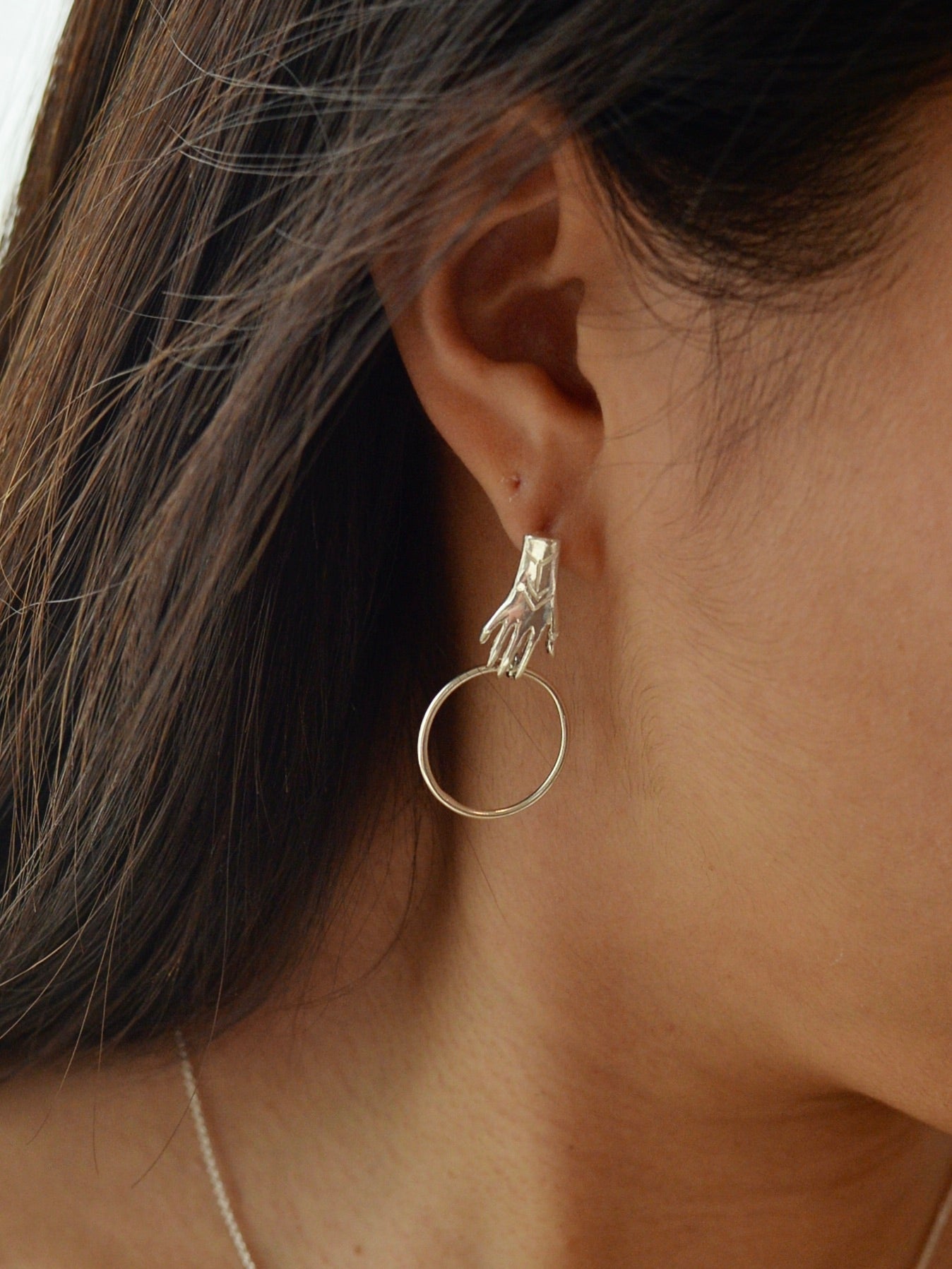 Hand with Hoopピアス Silver925