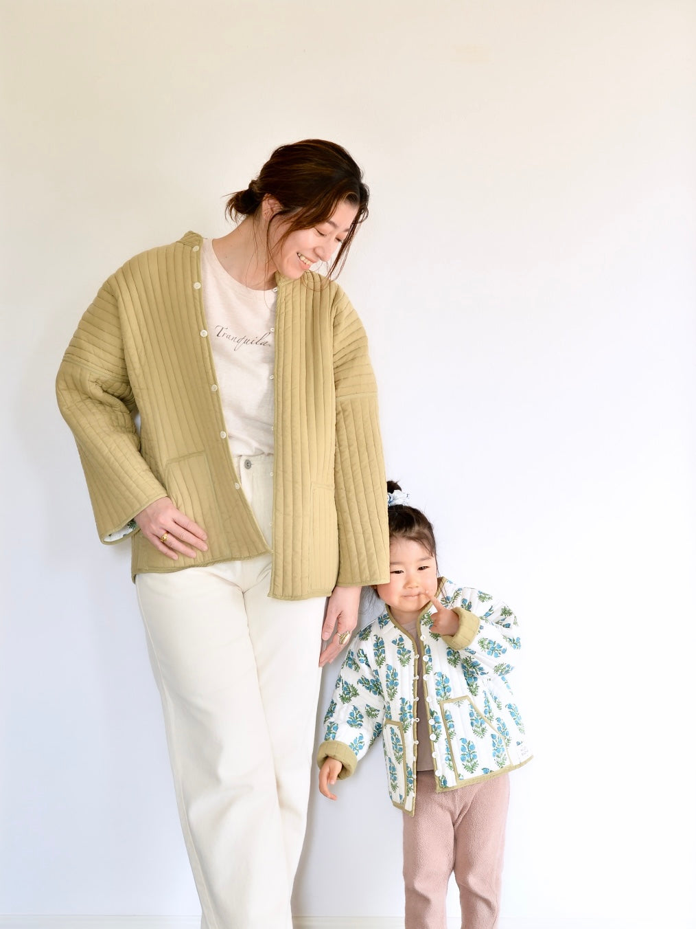 Kids 리버시블 퀼팅 재킷 그린