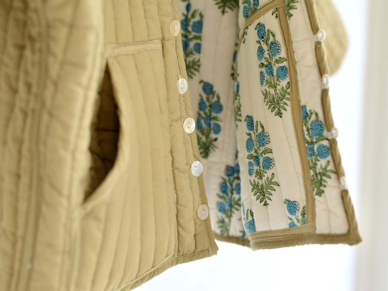 Kids 리버시블 퀼팅 재킷 그린