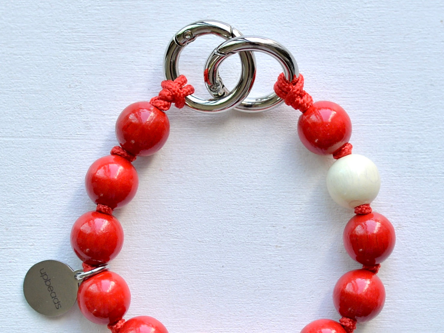 upbeads アップビーズ スマホストラップ MINI【レッド×ホワイト】