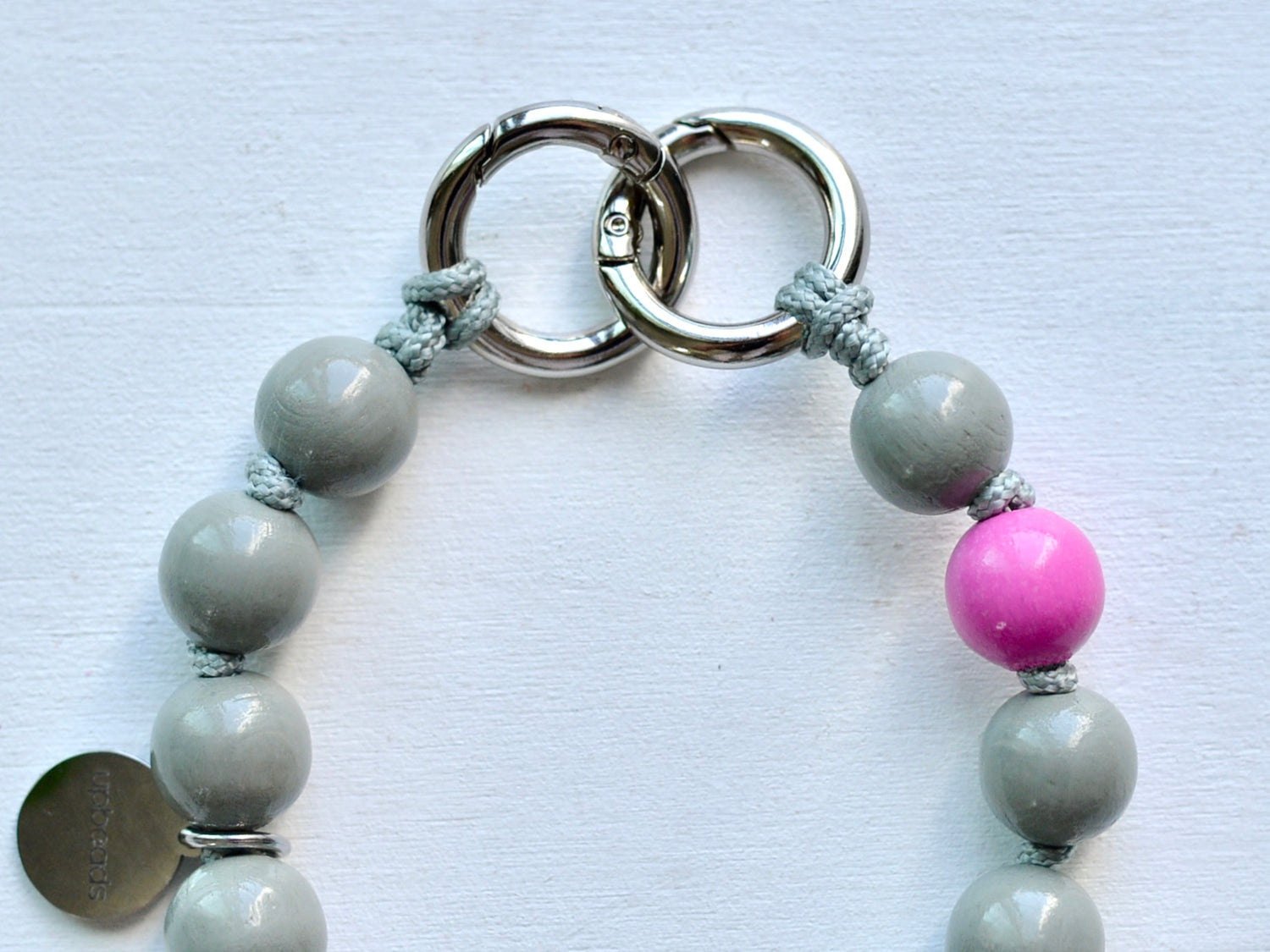 upbeads アップビーズ スマホストラップ MINI【グレー×ピンク】別注カラー