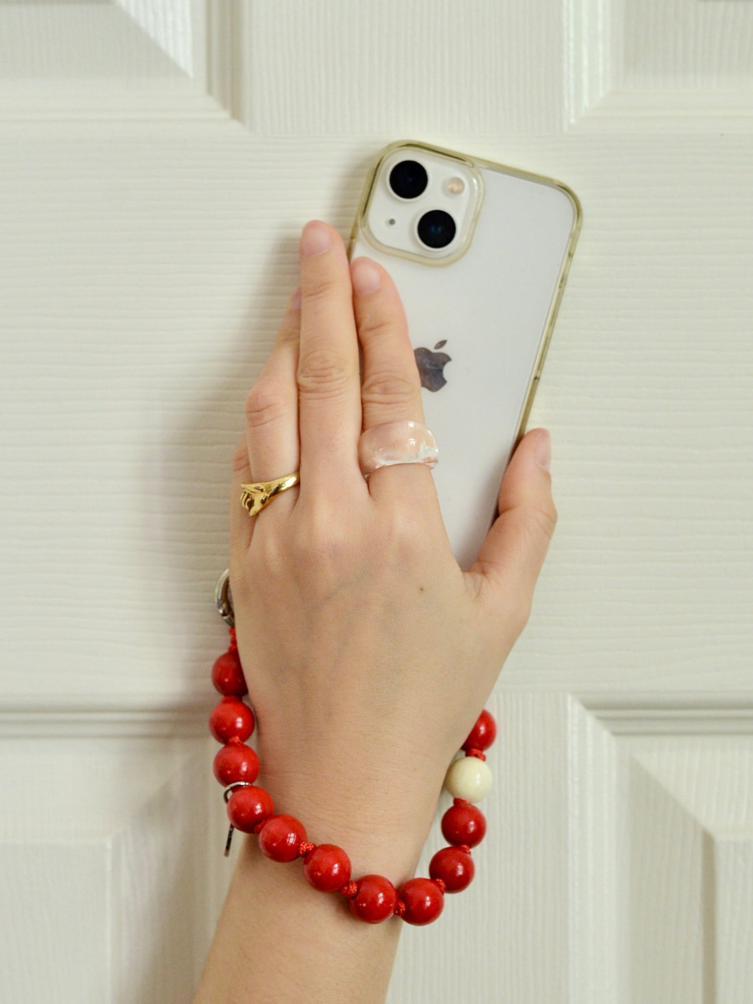 upbeads アップビーズ スマホストラップ MINI【レッド×ホワイト】