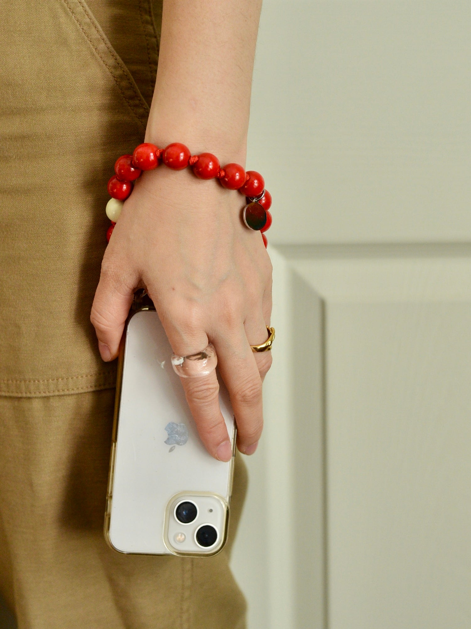 upbeads アップビーズ スマホストラップ MINI【レッド×ホワイト】