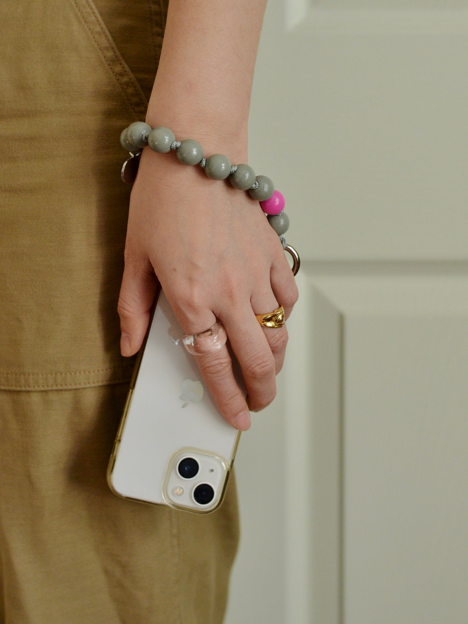 upbeads アップビーズ スマホストラップ MINI【グレー×ピンク】別注カラー