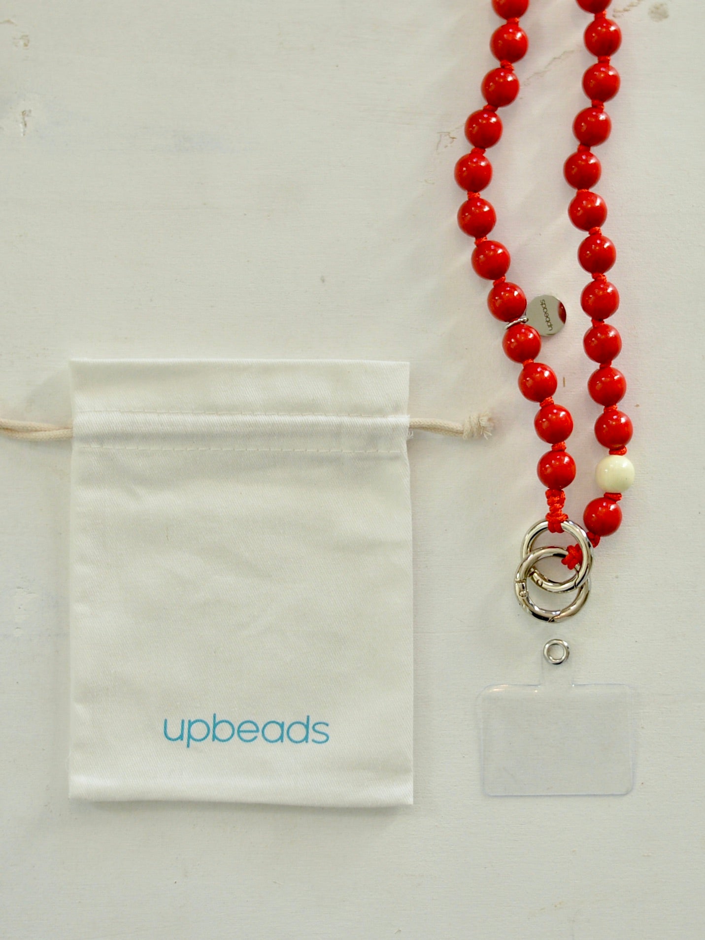 【再入荷予定】upbeads アップビーズスマホショルダー 携帯ストラップ 【レッド×ホワイト】