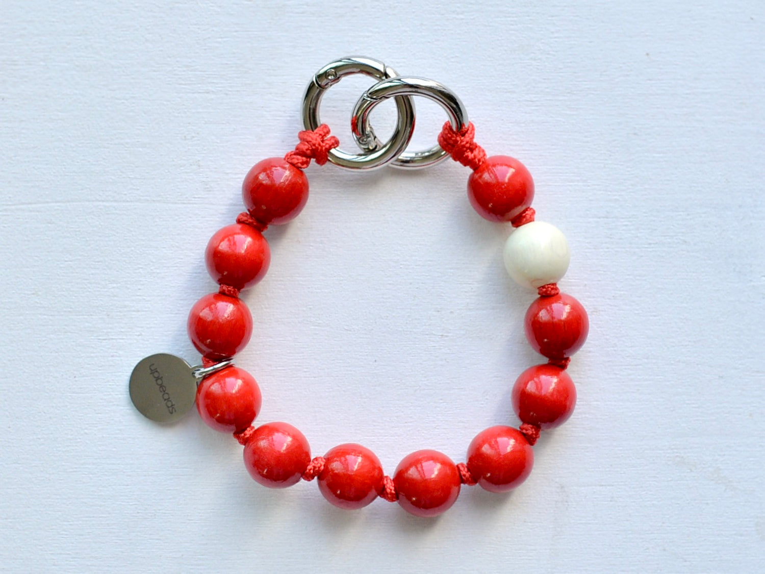 upbeads アップビーズ スマホストラップ MINI【レッド×ホワイト】