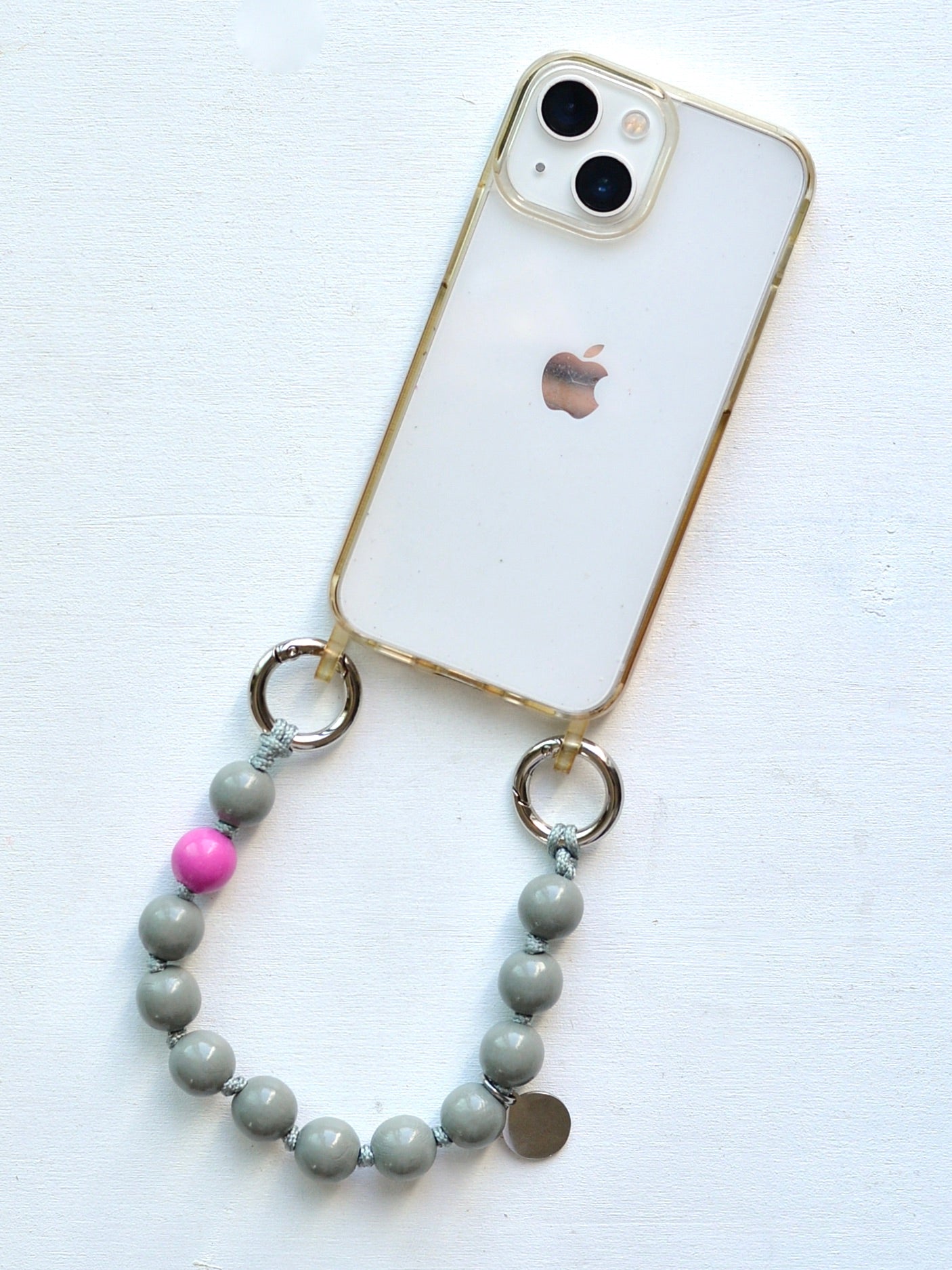 upbeads アップビーズ スマホストラップ MINI【グレー×ピンク】別注カラー