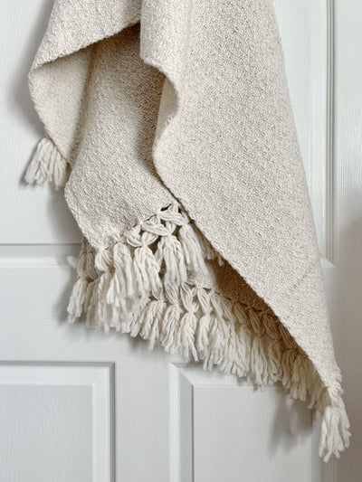 Mexican wool large shawl white 