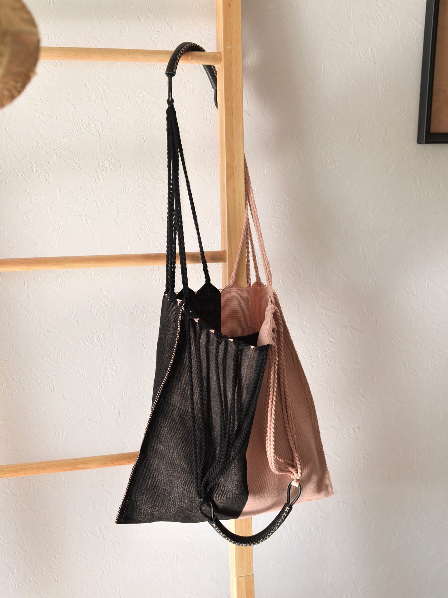 【残り1点】メキシコ ハンモックバッグ レザーハンドル ツートン