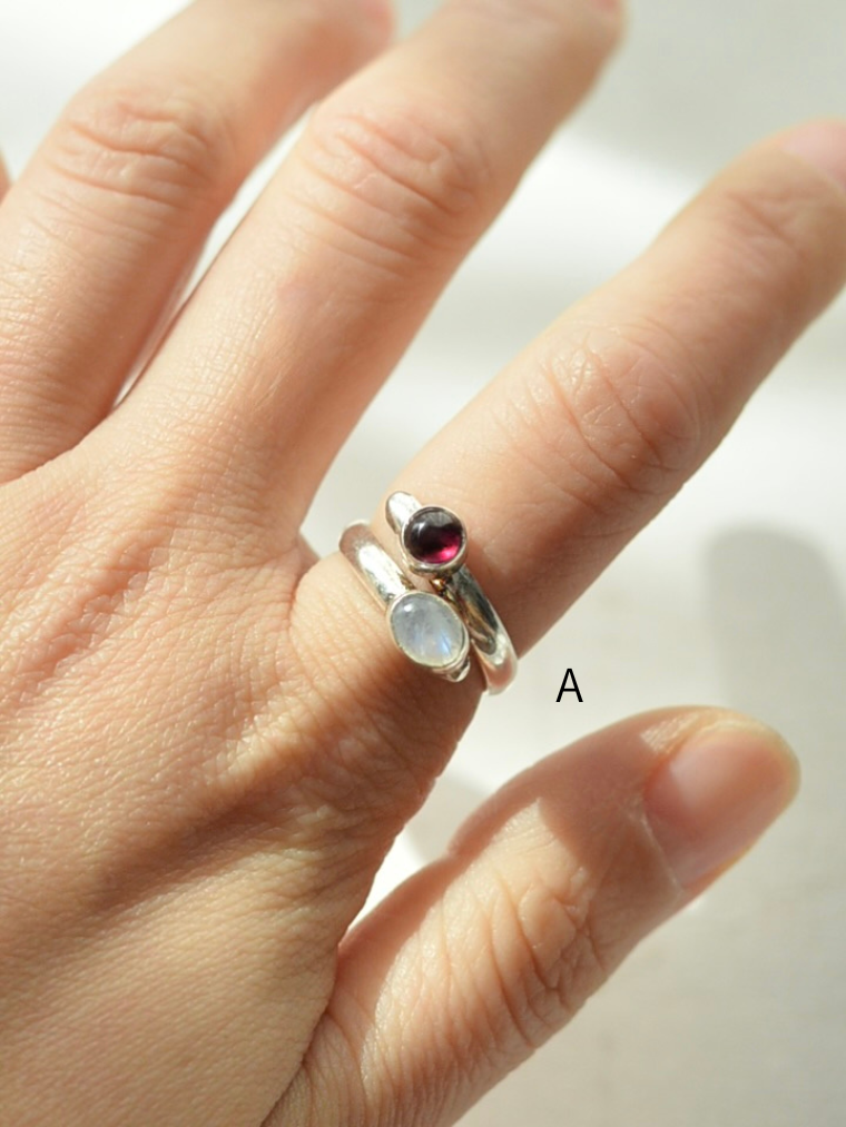 Mexicoアルパカ ダブルストーンリング