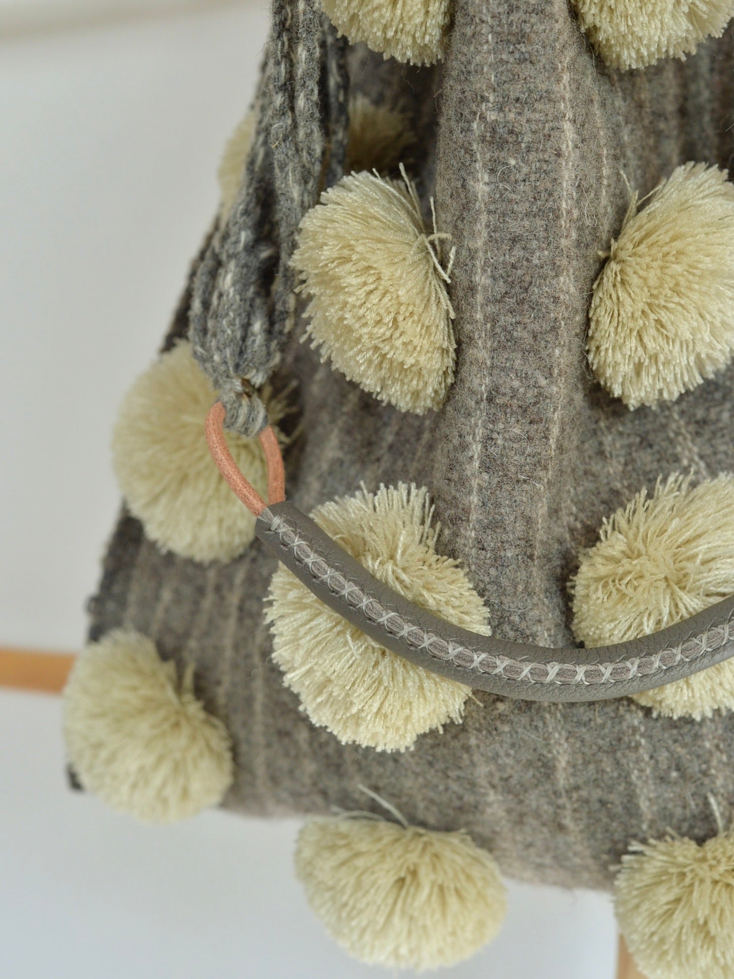 メキシコ ウール ハンモックバッグ レザーハンドル ポンポン