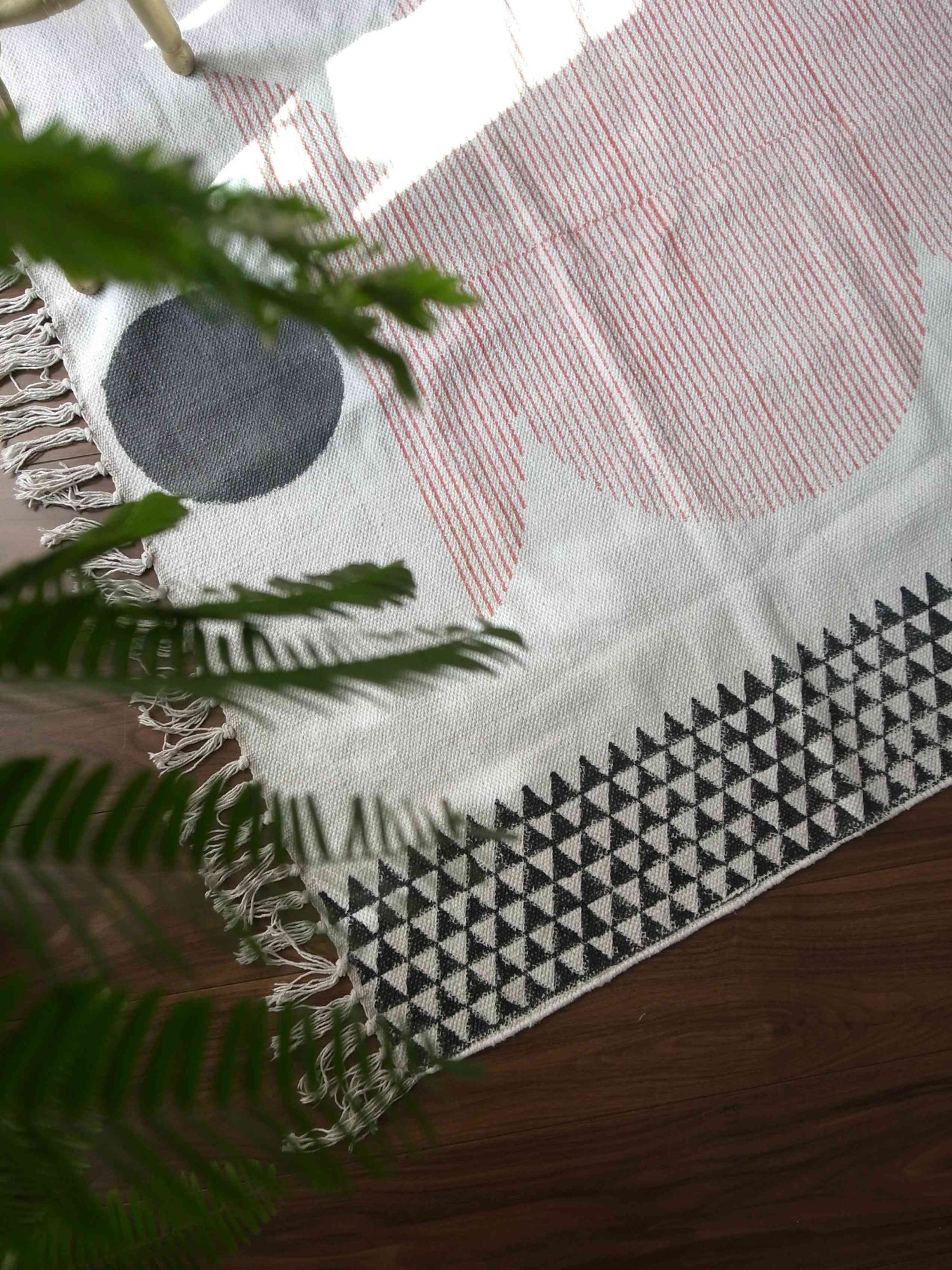 ハンドブロックプリント コットンラグ