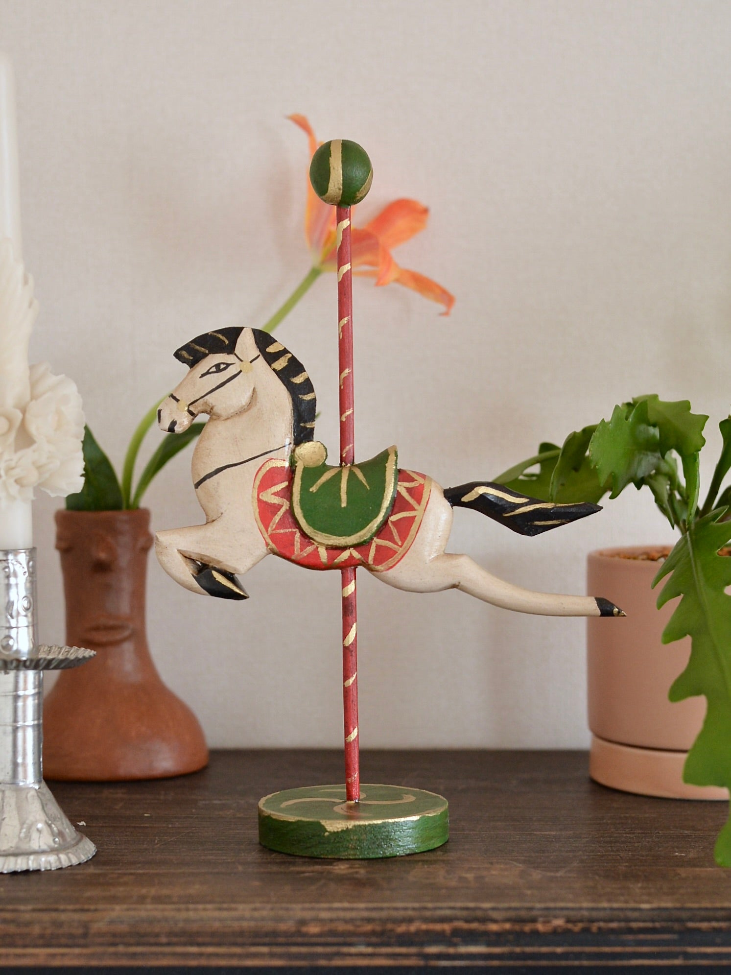 メキシコ 木製 オブジェ 馬