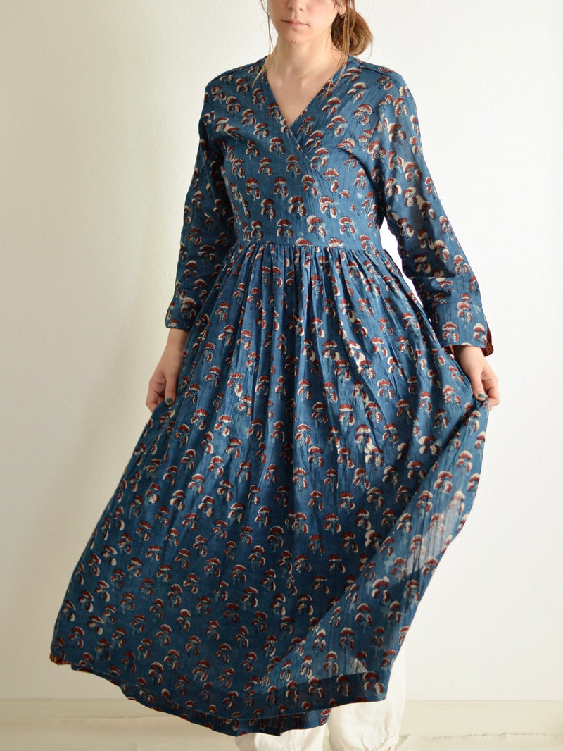 Cachecoeur Dress Ajrak Block Print Indigo 