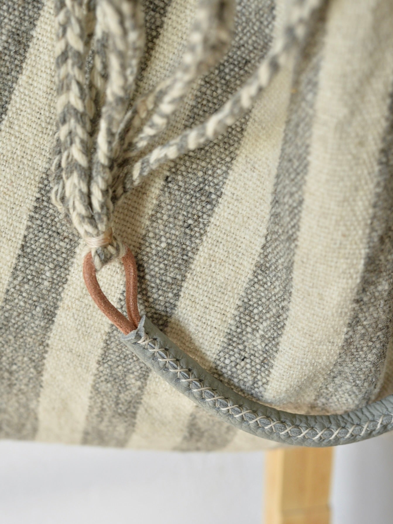 メキシコ ウール ハンモックバッグ レザーハンドル Gray