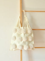 メキシコ コットン ポンポン ハンモックバッグ White