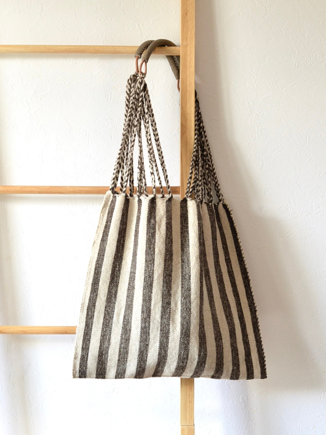 メキシコ ウール ハンモックバッグ レザーハンドル Brown