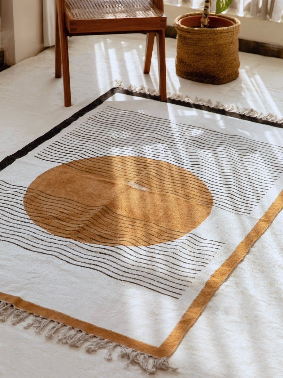 ハンドブロックプリント コットンラグ