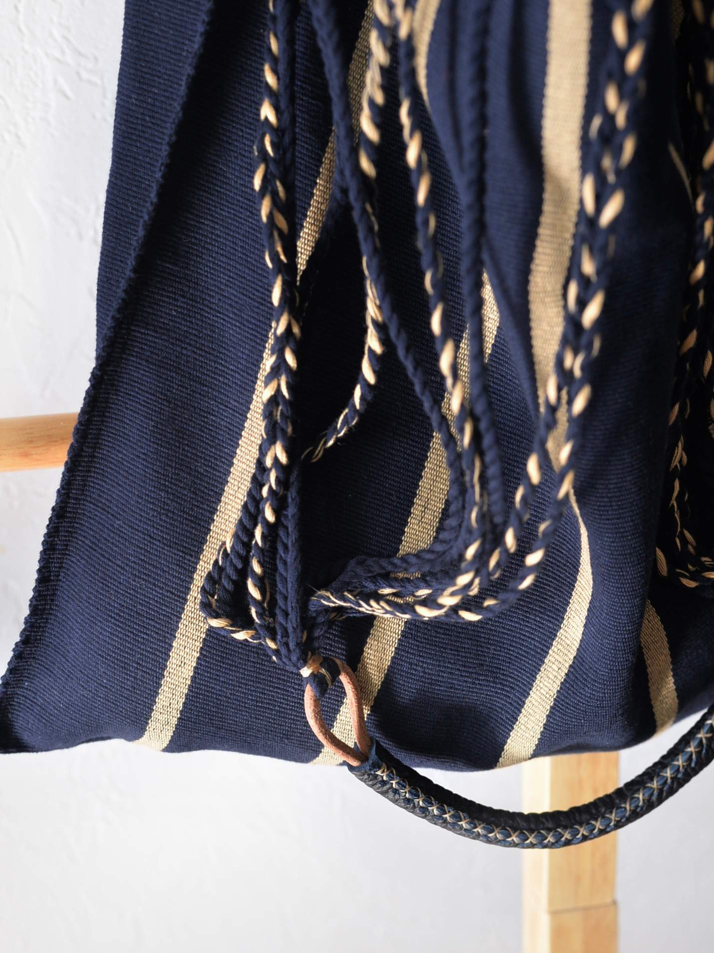 メキシコ ハンモックバッグ ネイビー レザーハンドル