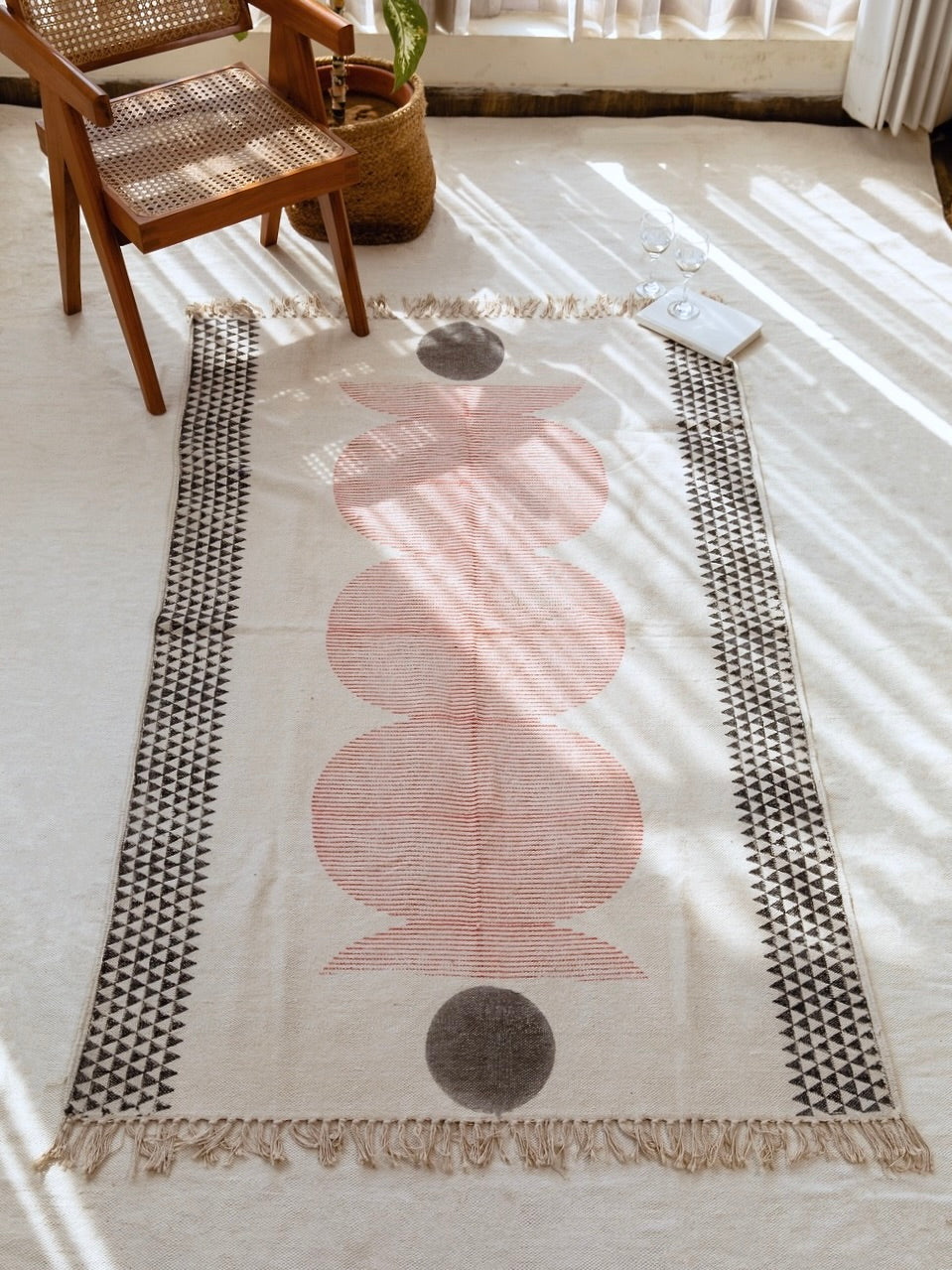 ハンドブロックプリント コットンラグ