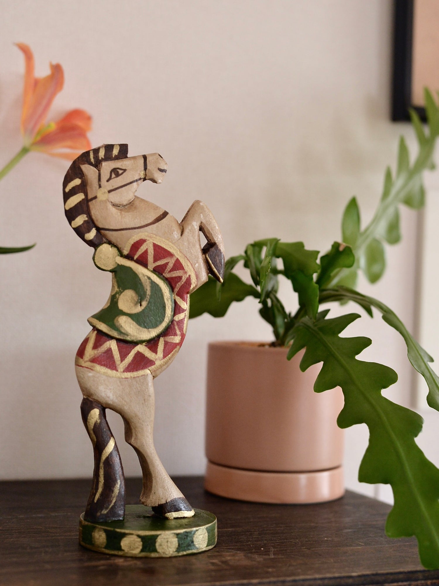 メキシコ 木製 オブジェ 馬