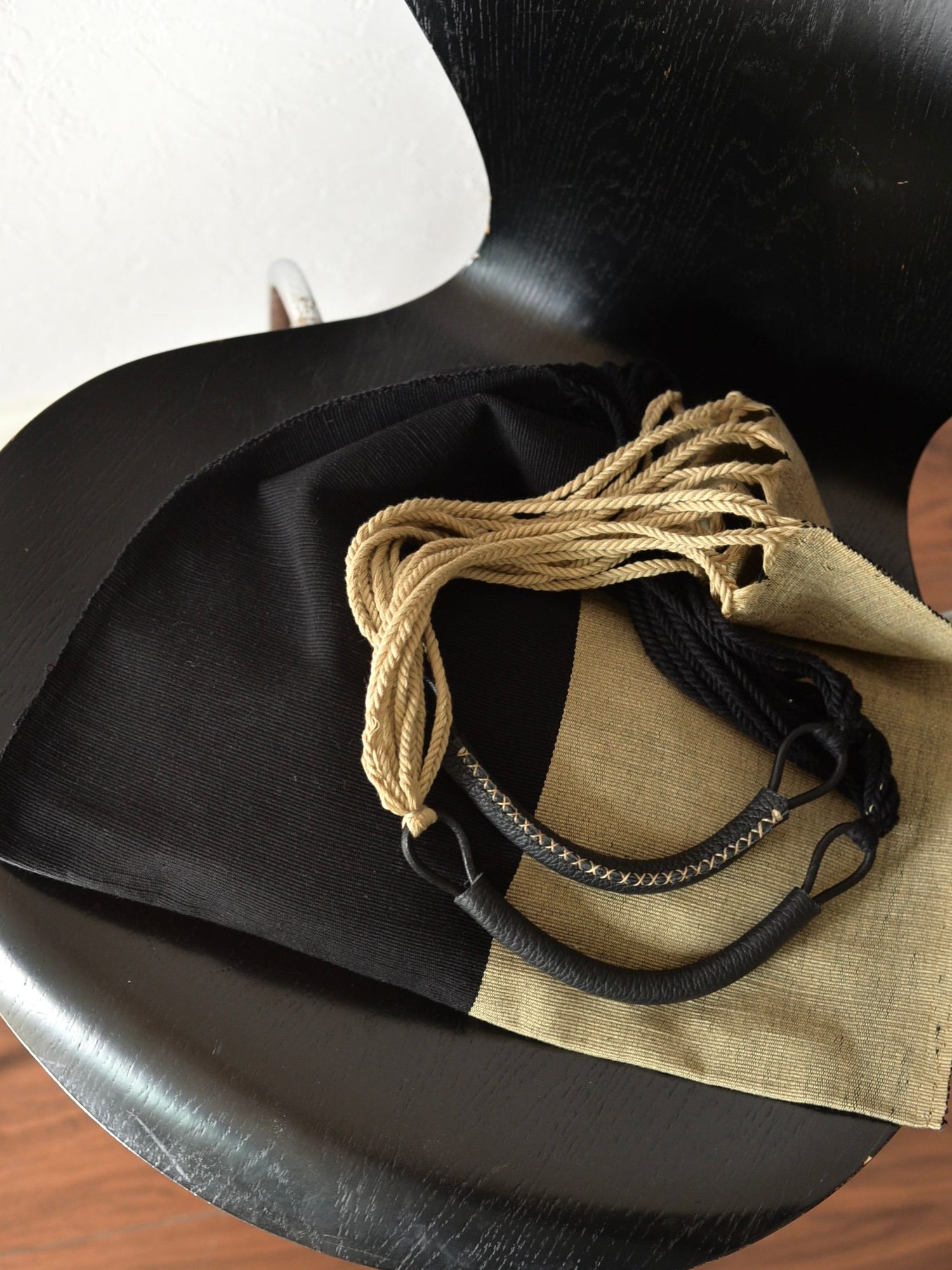 メキシコ ハンモックバッグ レザーハンドル ツートン