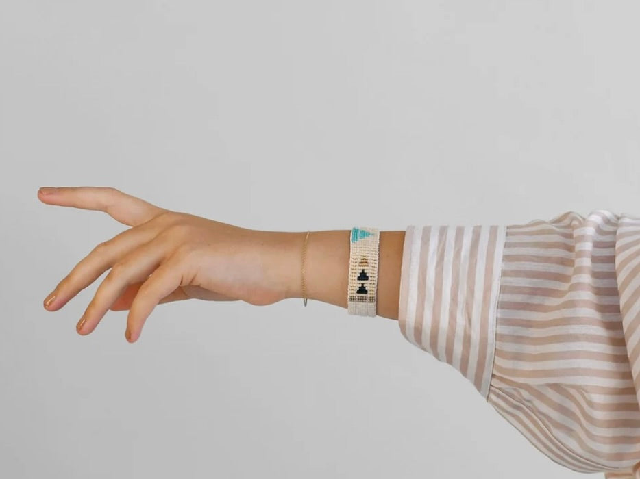 ビーズブレスレット トライアングル ターコイズ＆バーガンディ