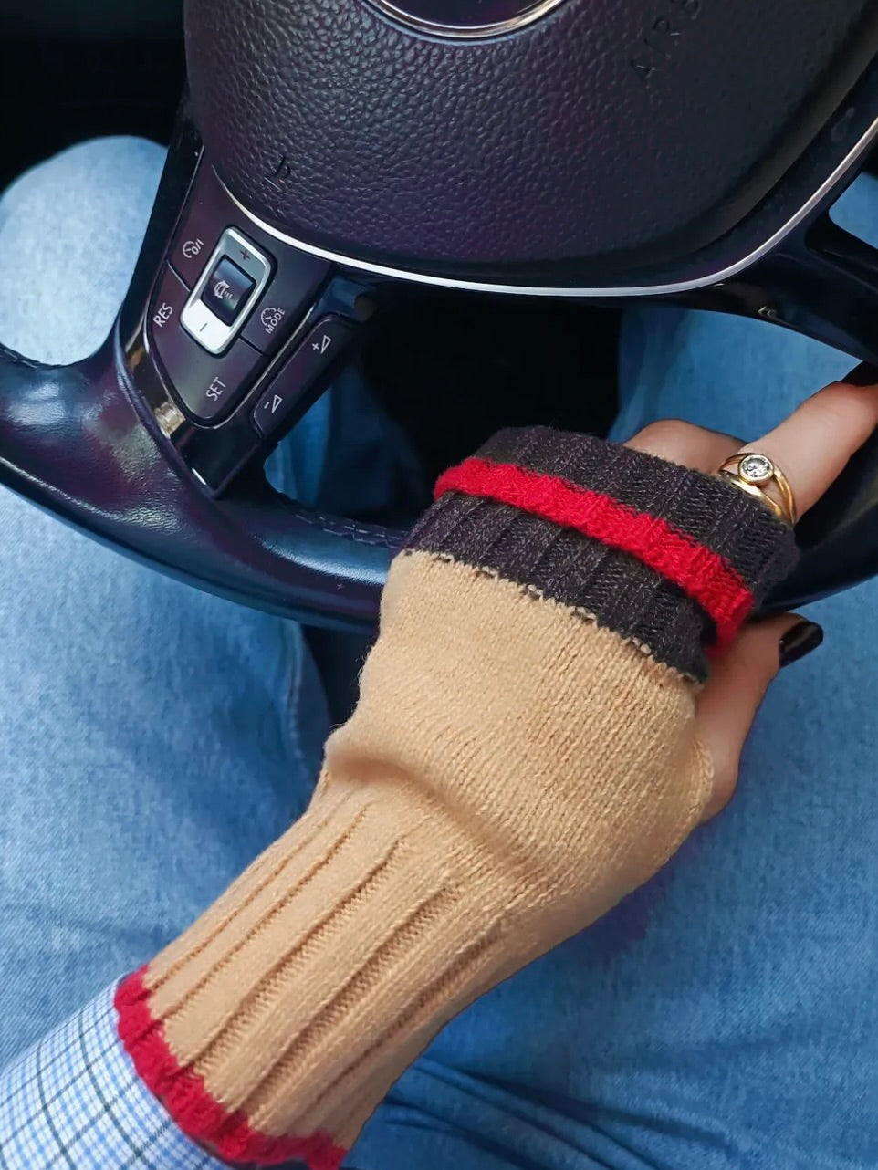 カシミヤブレンド ニット フィンガーレスグローブ ハンドウォーマー