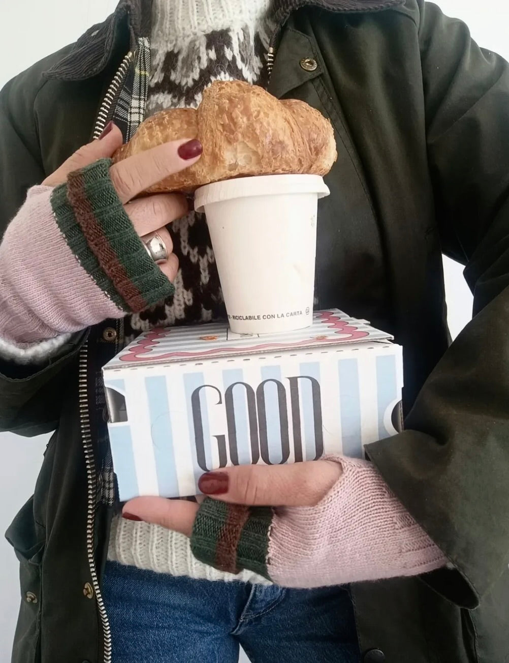 カシミヤブレンド ニット フィンガーレスグローブ ハンドウォーマー