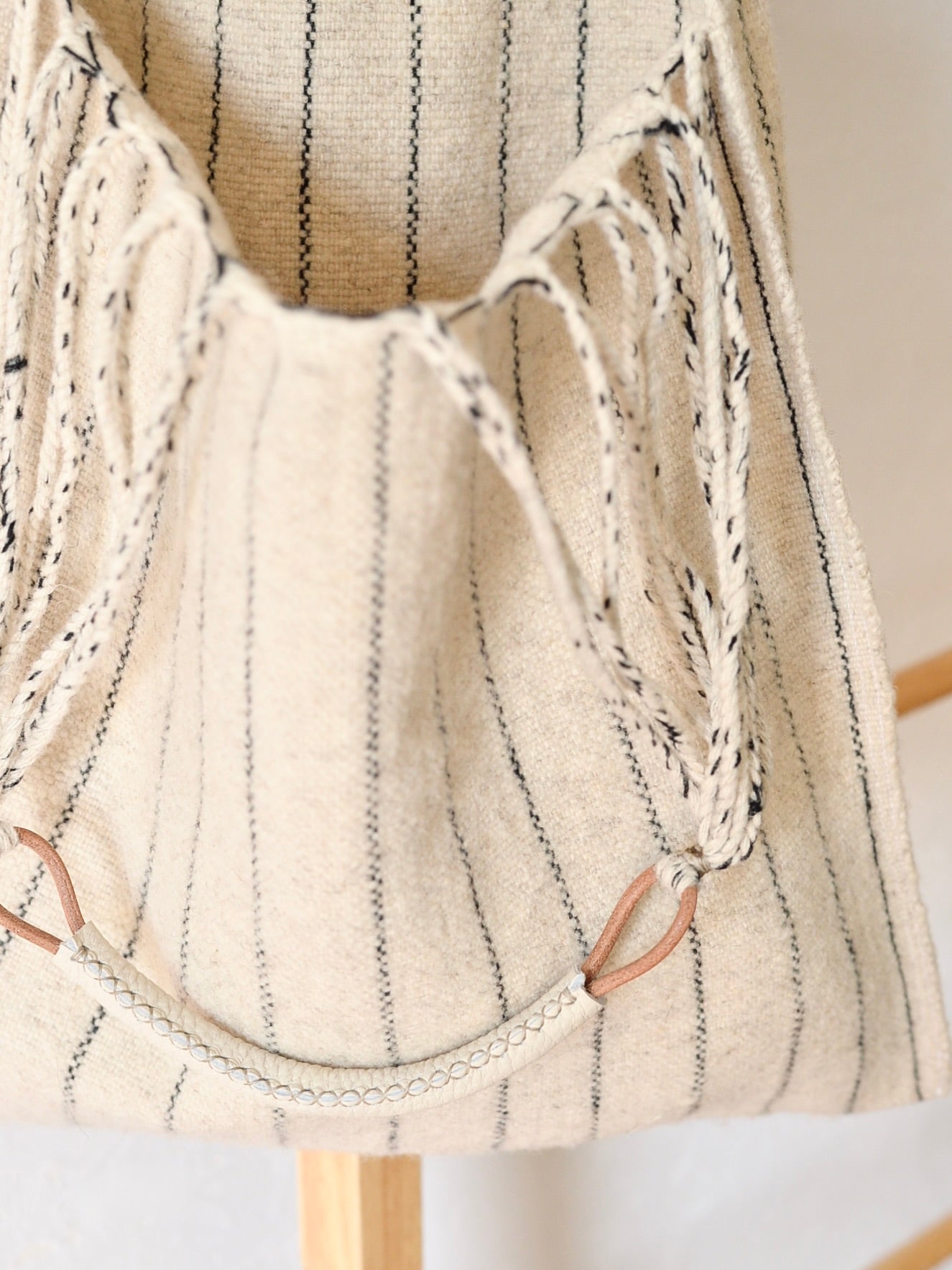 メキシコ ウール ハンモックバッグ レザーハンドル