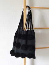 メキシコ ウール ハンモックバッグ レザーハンドル ポンポン ブラック