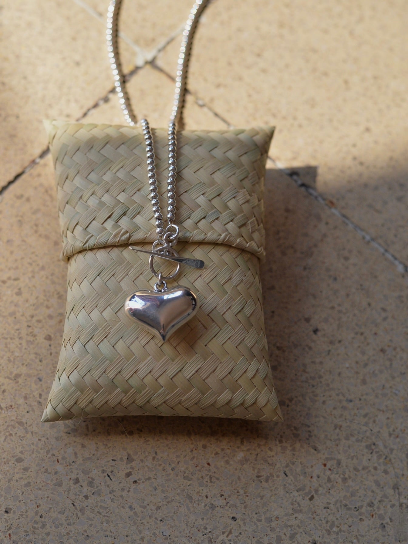 【1/22頃発送予定】Mexican Silver925 3mmボールビーズ ハートネックレス