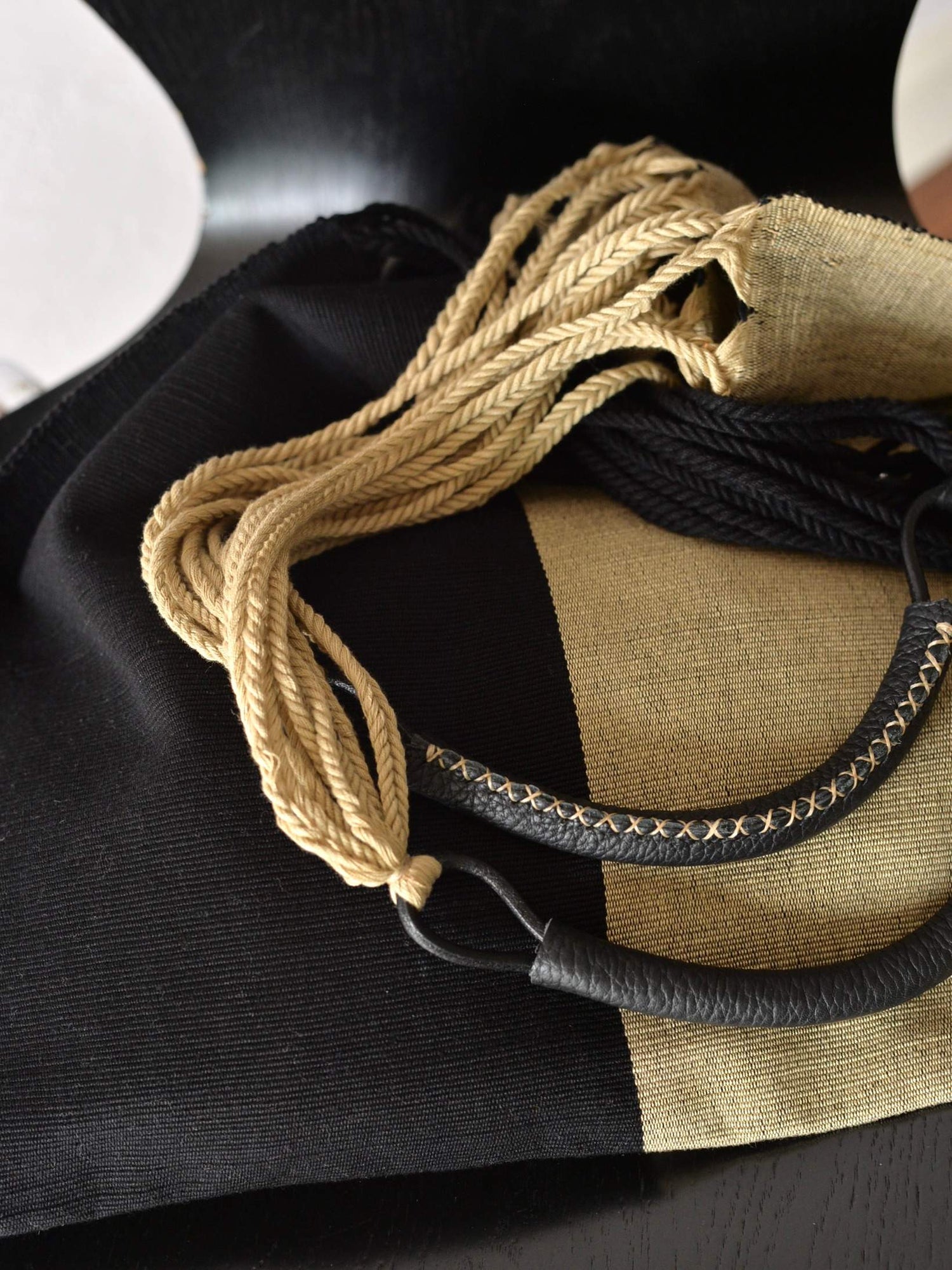 メキシコ ハンモックバッグ レザーハンドル ツートン