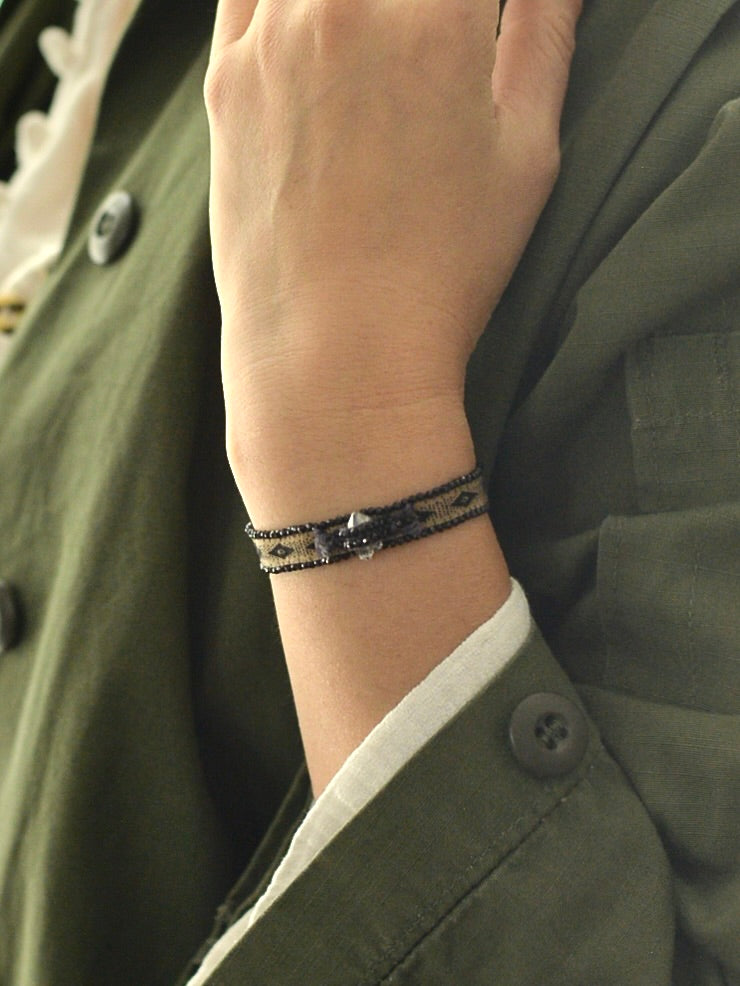 ハーキマーダイヤモンド 手織りブレスレット