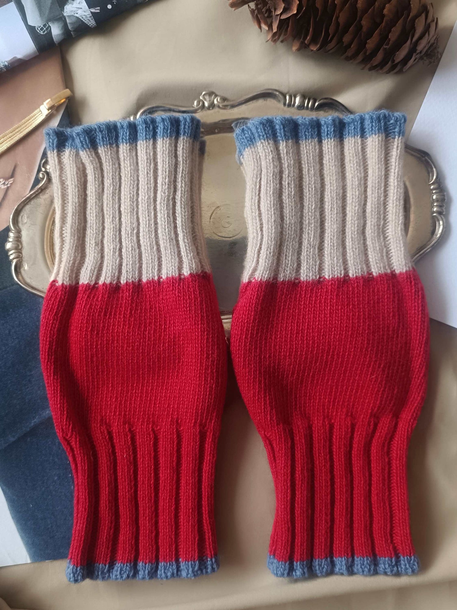 カシミヤブレンド ニット フィンガーレスグローブ ハンドウォーマー