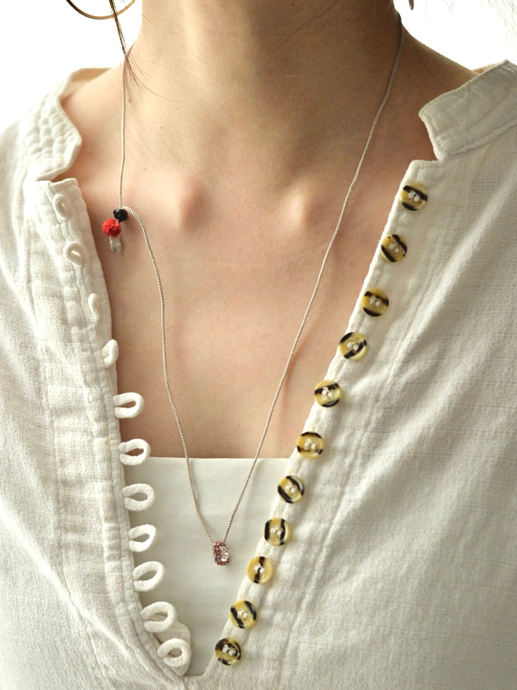 ハーキマーダイヤモンド&ガーネット 3way ネックレス