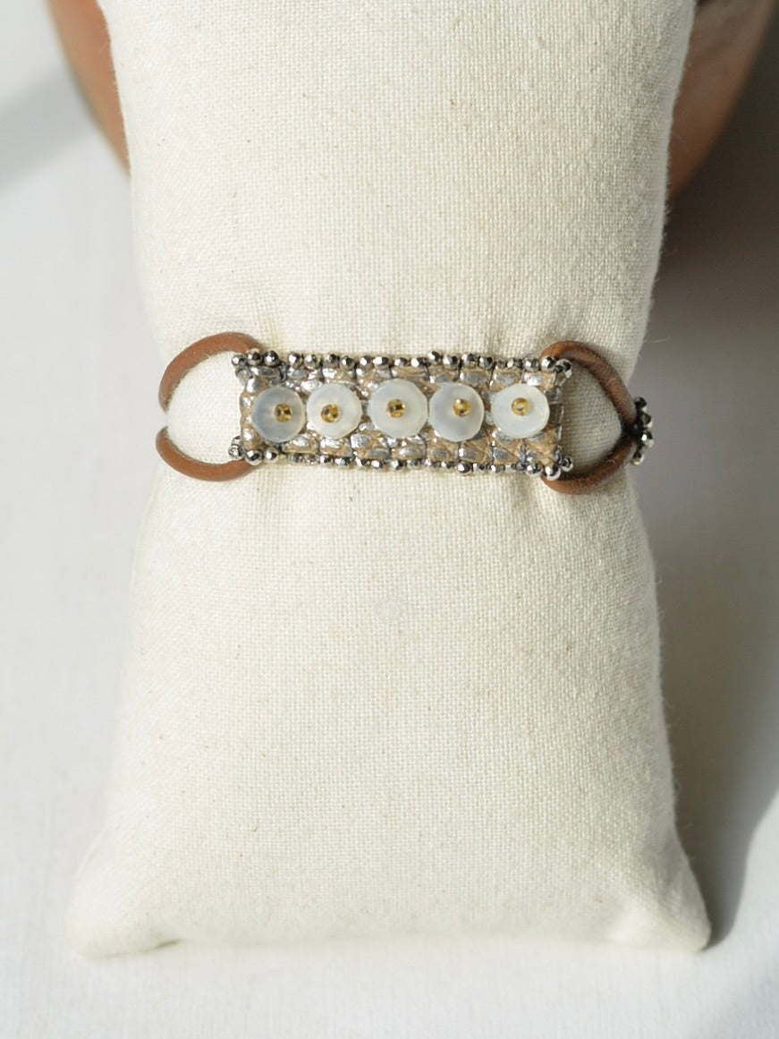 半貴石 レザーブレスレット