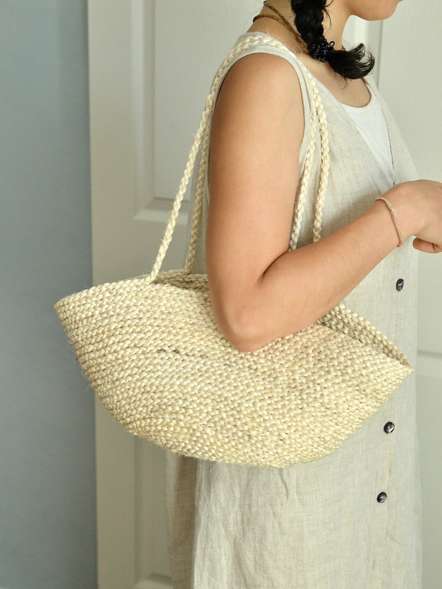 【残り1点】ケニア サイザルかごバッグ ロングハンドル