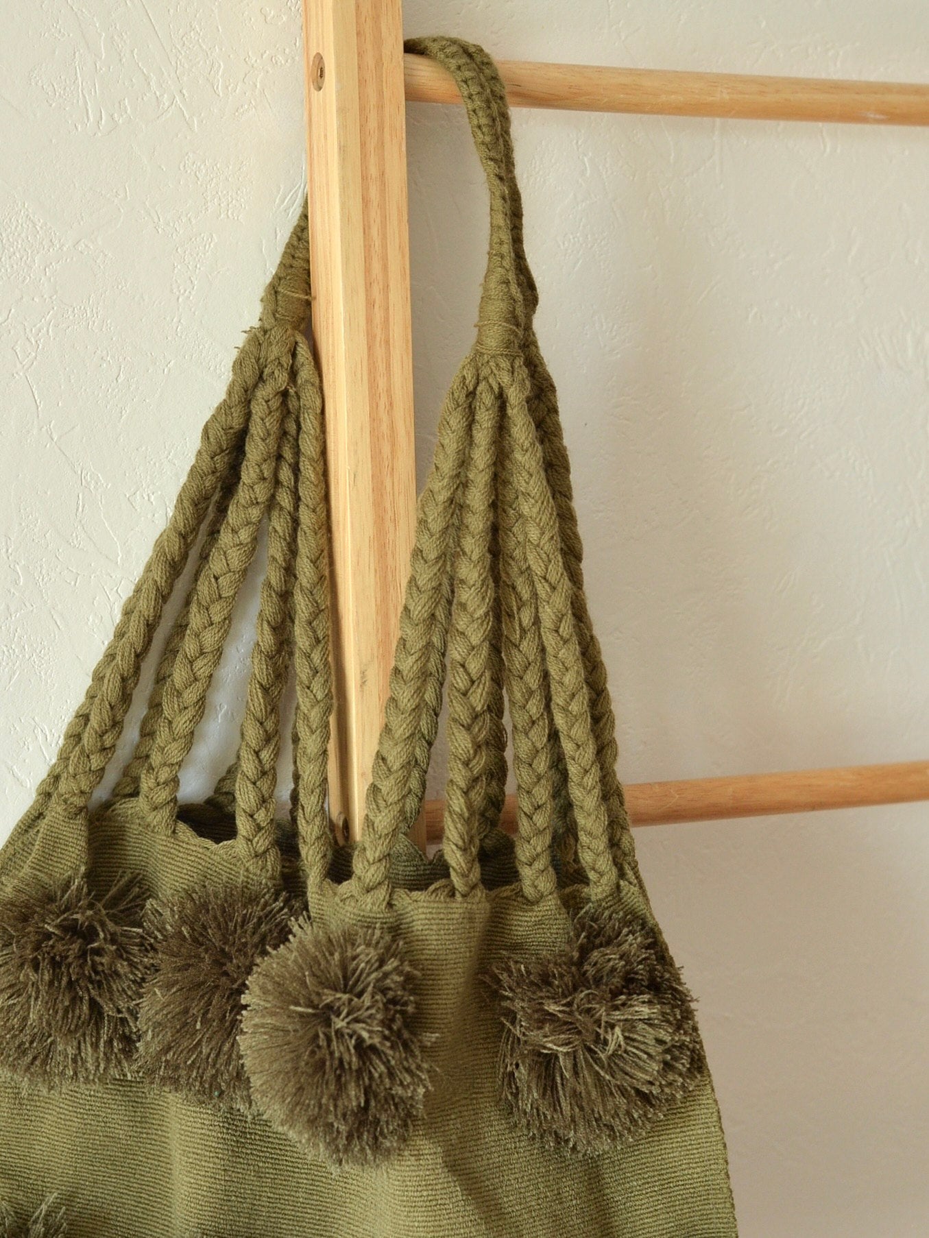 メキシコ コットン ポンポン ハンモックバッグ Khaki