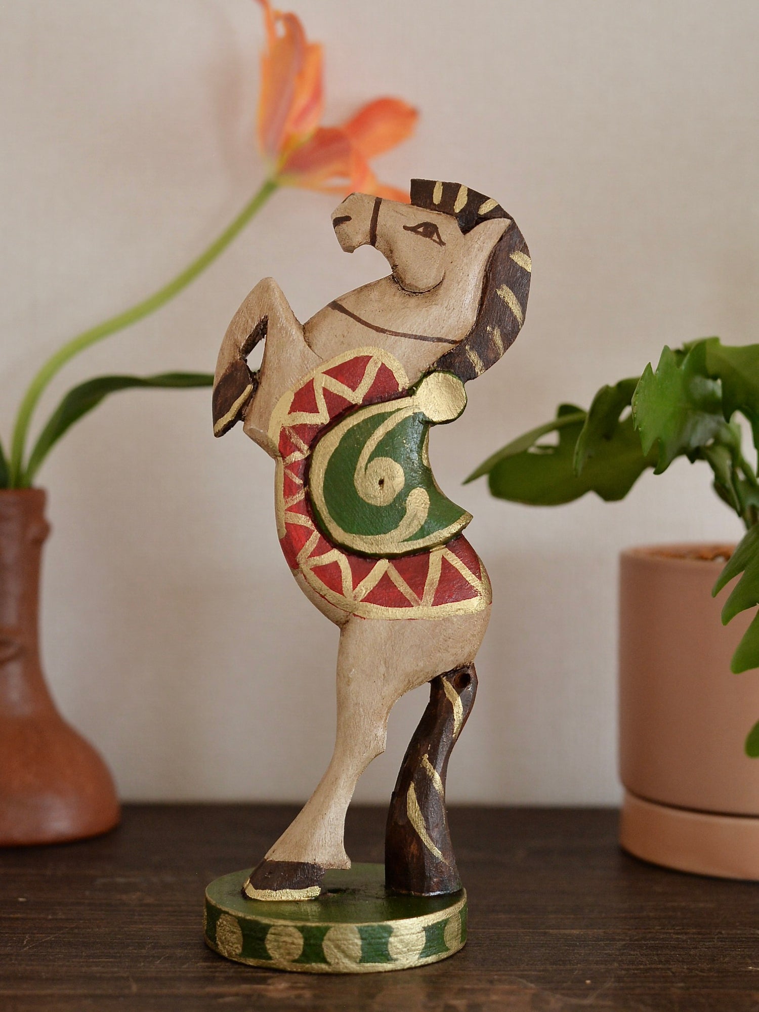 メキシコ 木製 オブジェ 馬