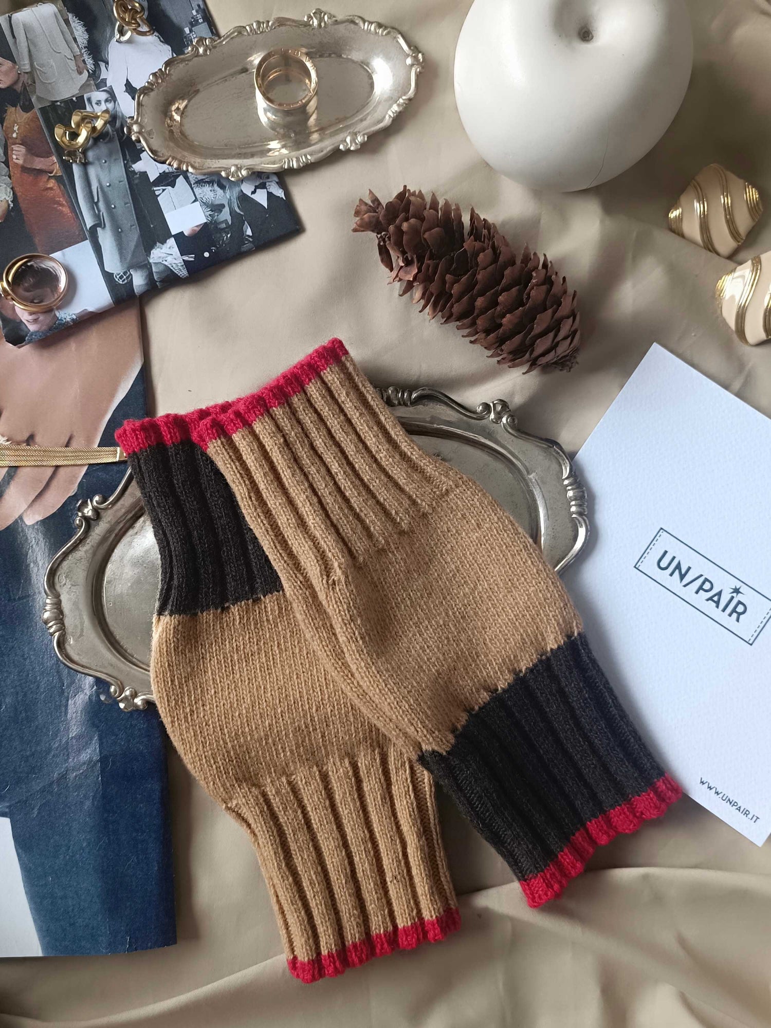 カシミヤブレンド ニット フィンガーレスグローブ ハンドウォーマー