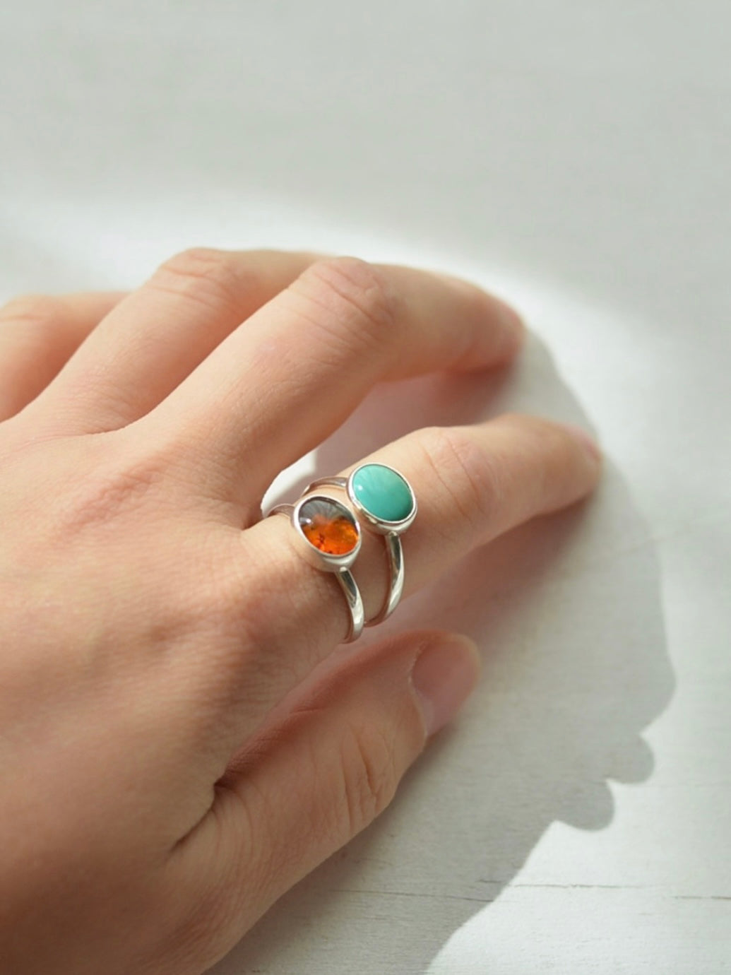 Mexican Silver925 ダブルストーンリング