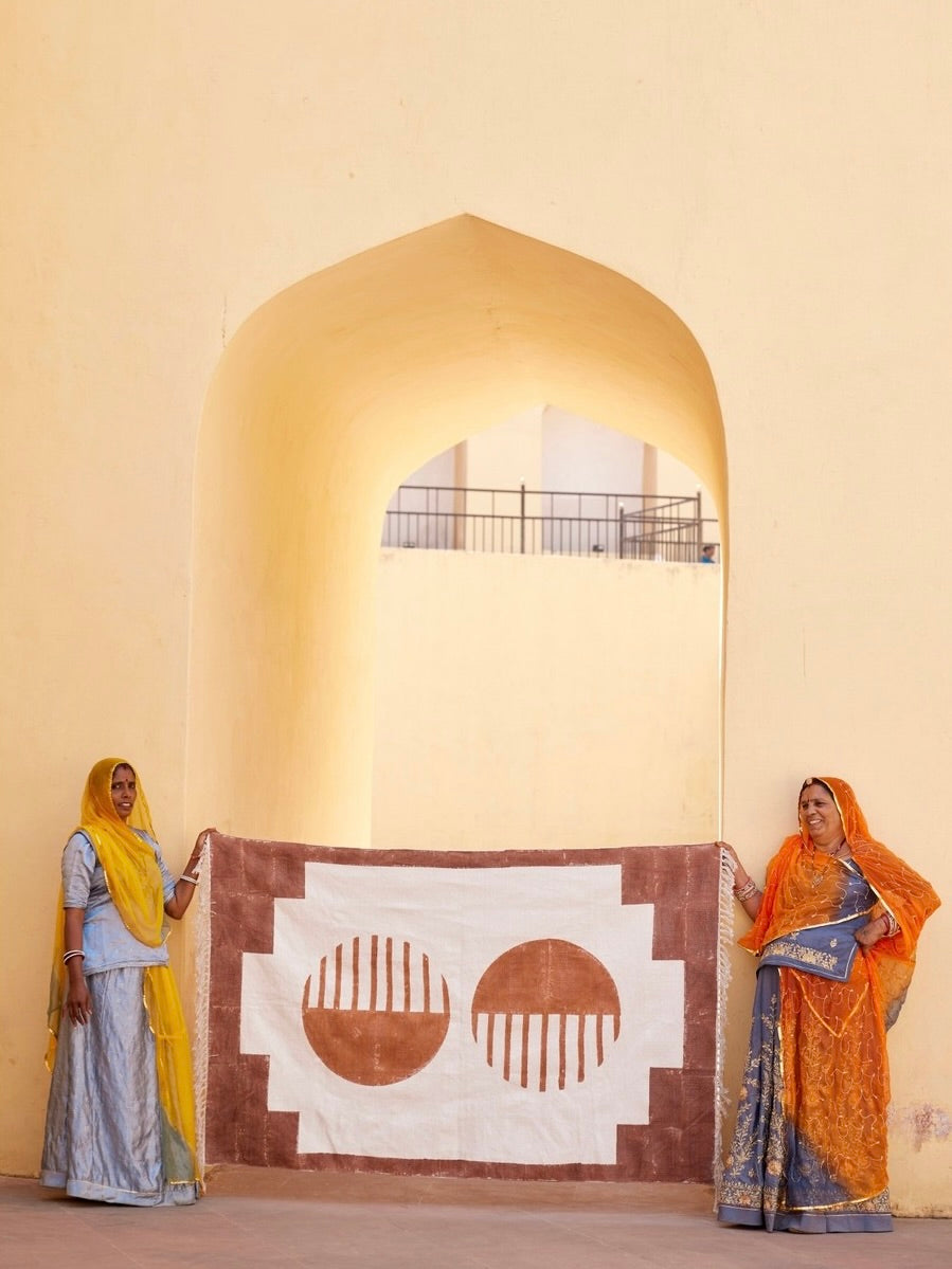 ハンドブロックプリント コットンラグ