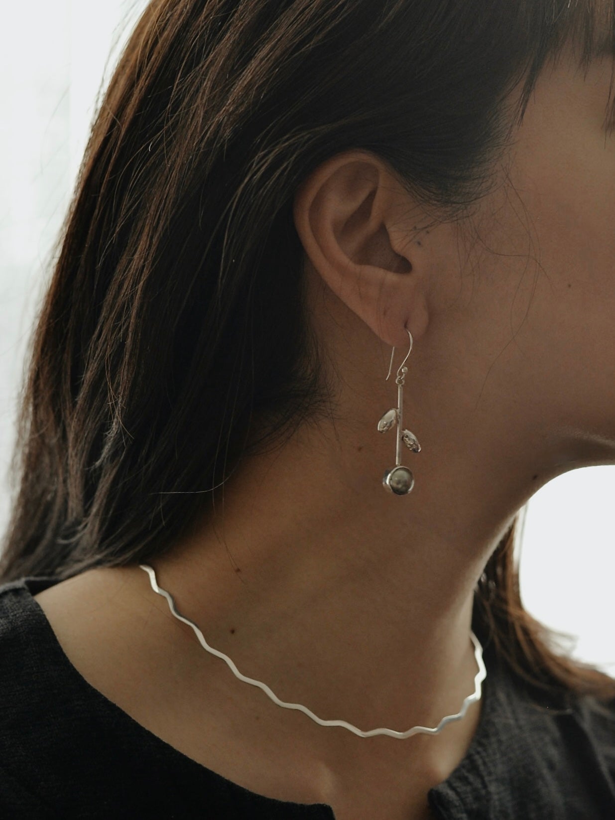 Mexican Silver925 リーフパールピアス