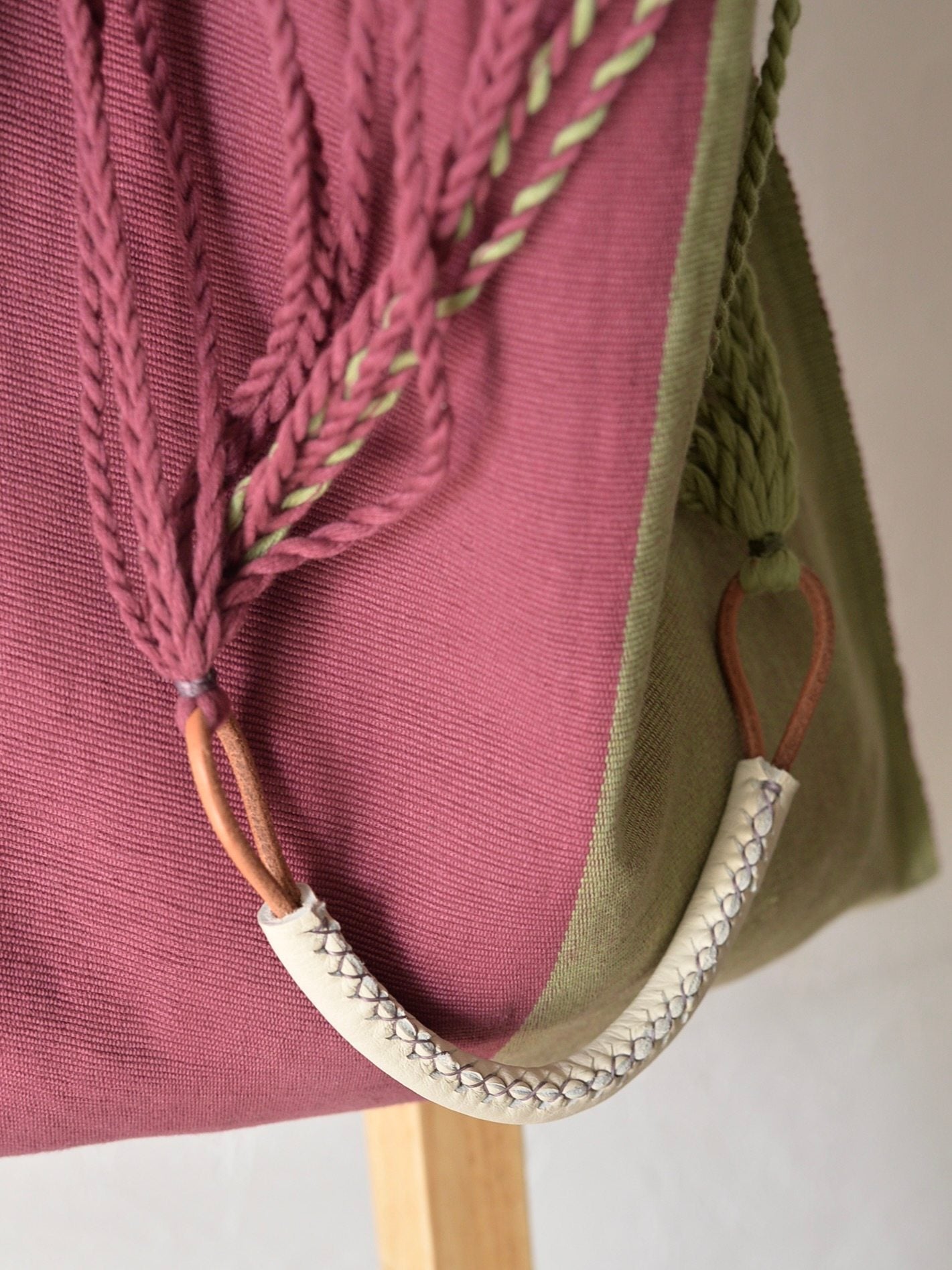 メキシコ ハンモックバッグ  ツートン レザーハンドル