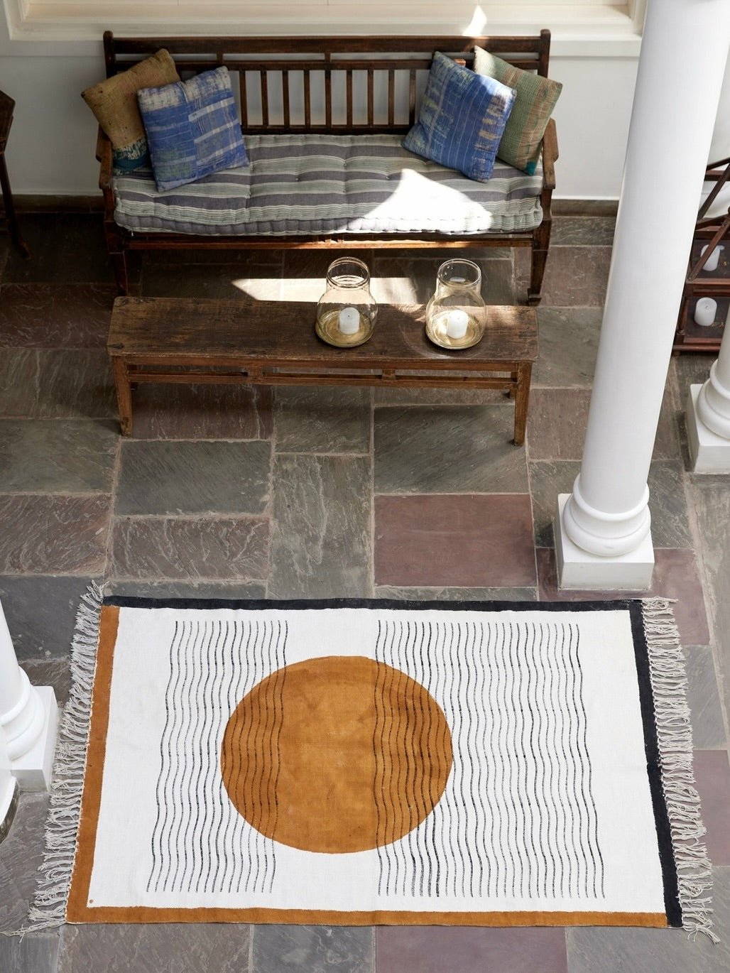 ハンドブロックプリント コットンラグ