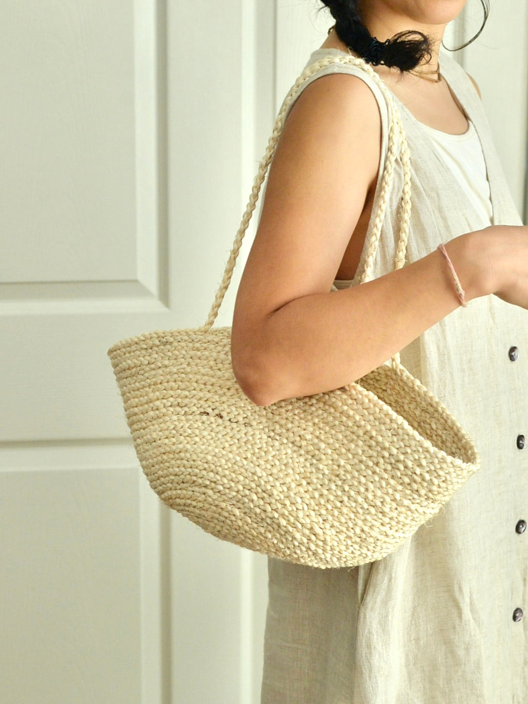 【残り1点】ケニア サイザルかごバッグ ロングハンドル