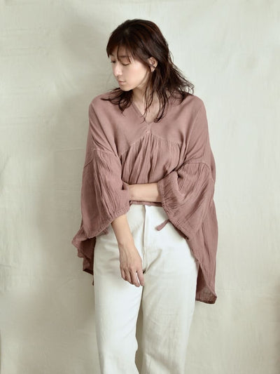 Mexican cotton gathered blouse Heather 