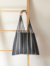 メキシコ ハンモックバッグ ブルーグレー レザーハンドル