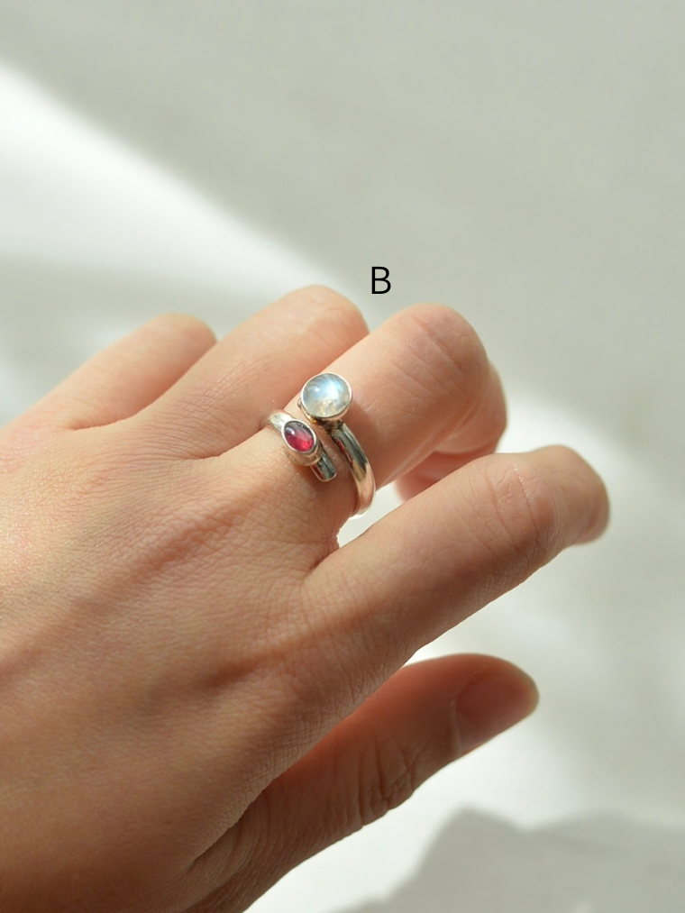 Mexicoアルパカ ダブルストーンリング